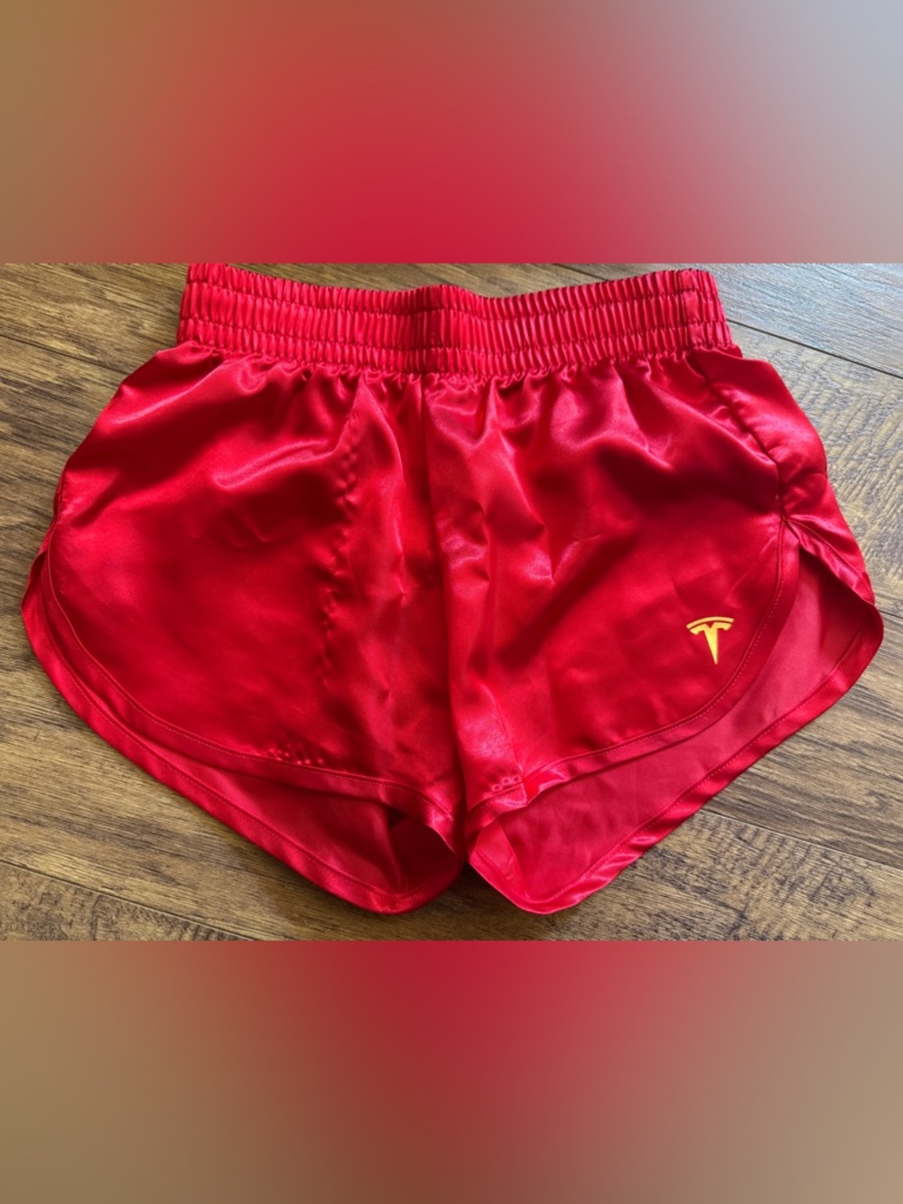 Tesla Short Shorts Red Satin Special Edition Collector Item XS w/ Original Box